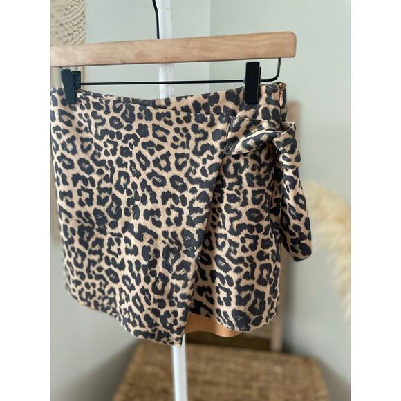 Zara Faux Suede Cheetah Mini Skort XS Leopard Animal Print Short Night Out Party - Picture 3 of 11